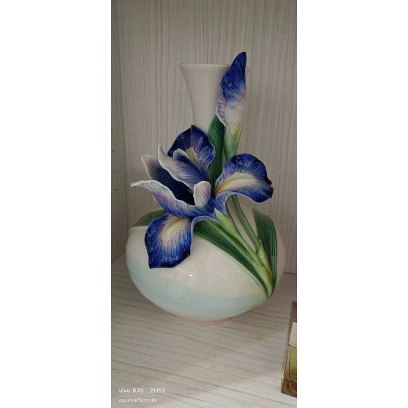 🎈✨誠信販售™✨全新 Franz 法藍瓷 鳶尾花 瓷瓶 絕版經典收藏 瓷器 古董 收藏 自然生態 擺設