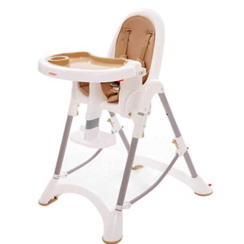 myheart - 折疊式安全兒童餐椅-布朗棕 9成新 贈矽膠圍兜
