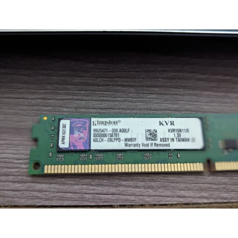 金士頓記憶體(KVR16N11/8)8G DDR3-1600（二手）