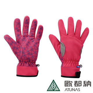 ATUNAS 歐都納】女款防風刷毛保暖手套(A-A1830W桃紅/止滑/彈性/登山配件)