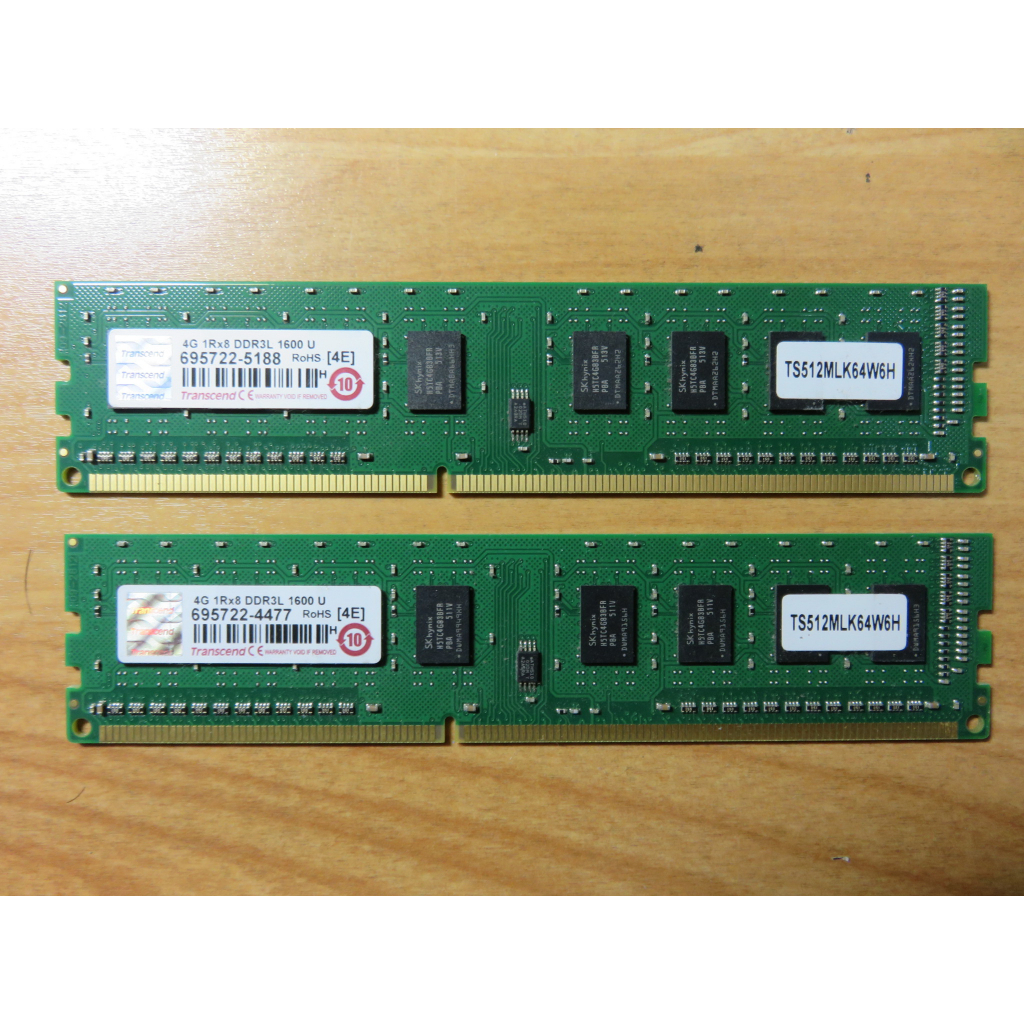 D.桌上型電腦記憶體-Transcend 創見 DDR3-1600雙通道 4G*2共8GB不分售 直購價 150