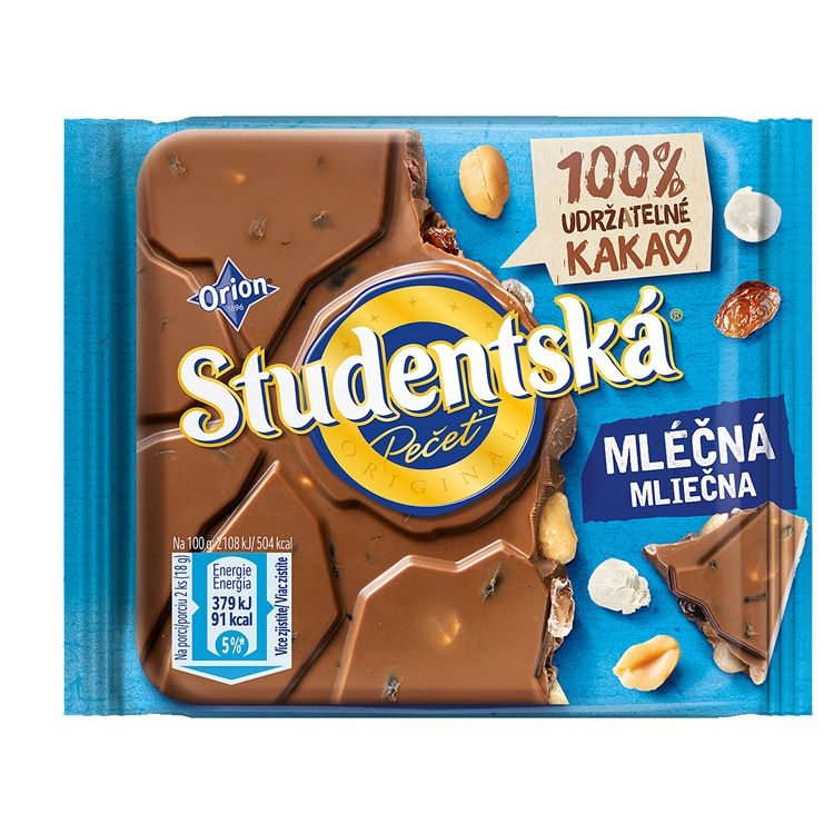 ŠTUDENTSKÁ-牛奶巧克力/黑巧克力90g