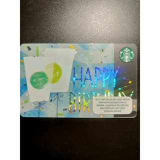 德國 Starbucks 星巴克 隨行卡 生日卡 Happy Birthday 藍綠色