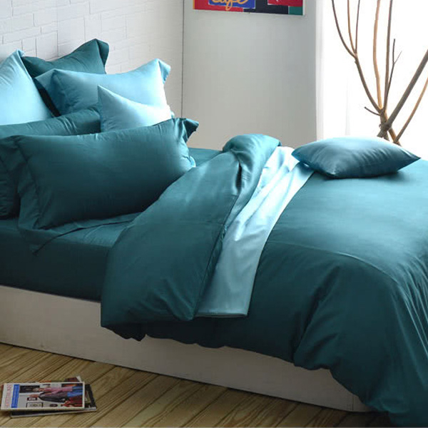 Cozy inn  簡單純色-孔雀藍-200織精梳棉薄被套床包組