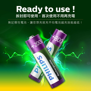 【台灣現貨⚡速發】充電 飛利浦 充電電池 PHILIPS 3號 4號 低自放 鎳氫電池 三號電池 AA AAA 四號電池