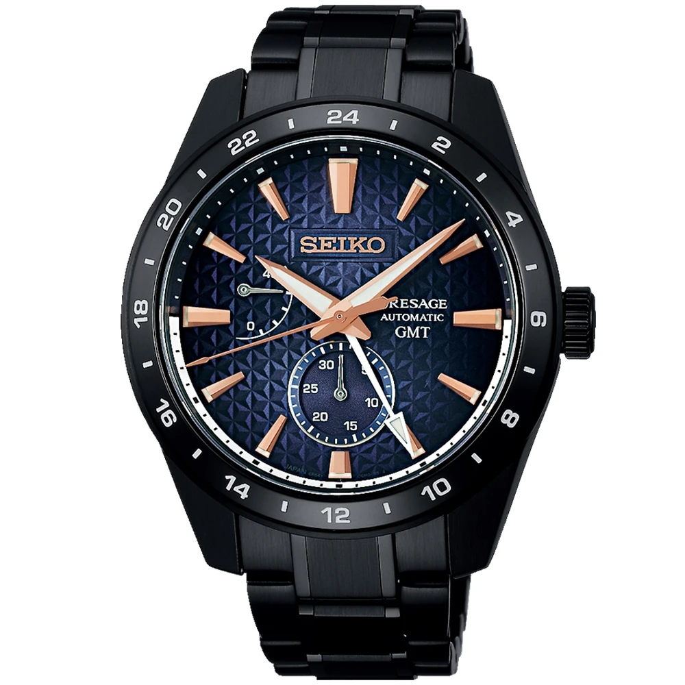 SEIKO 精工 PRESAGE 黑標 曙 GMT限量機械腕錶 (6R64-00L0SD / SPB361J1)