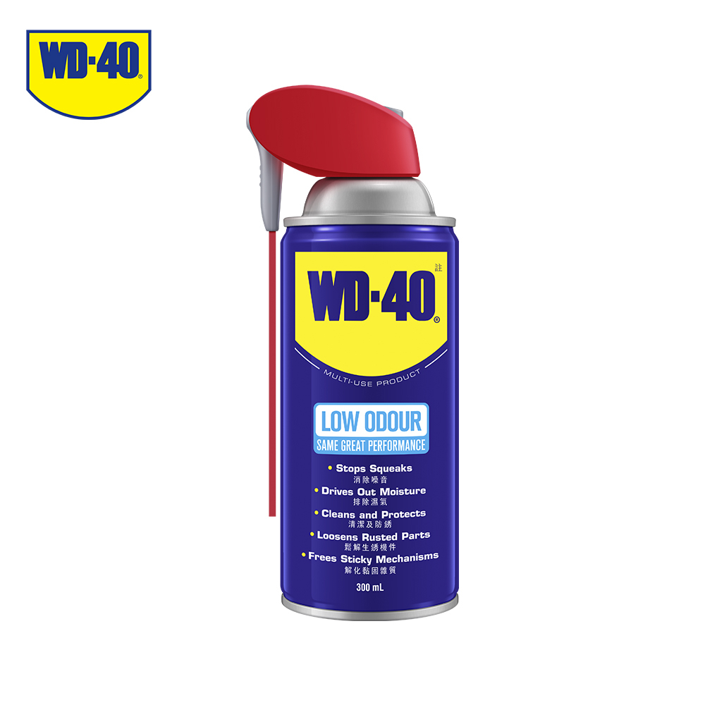 【全新推出沒有油味的WD-40！居家必備快來體驗】WD-40 微氣味 多功能除銹潤滑劑 附專利型活動噴嘴 300ml