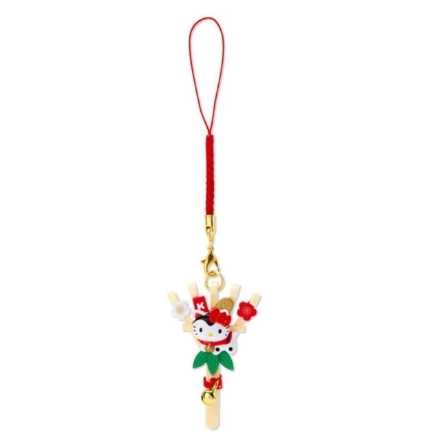 【SANRIO 三麗鷗】Hello Kitty 造型塑膠 新年 祈福吊飾 玩偶鑰匙圈 棕 熊手 桃園火車站 可面交