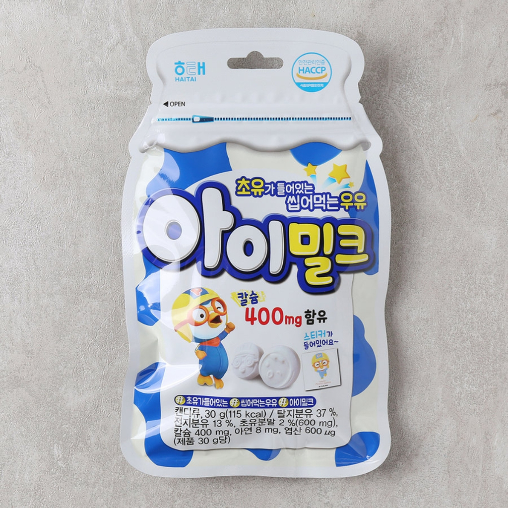 【首爾先生mrseoul】韓國 HAITAI 海太 PORORO 初乳牛奶片 30G/20顆
