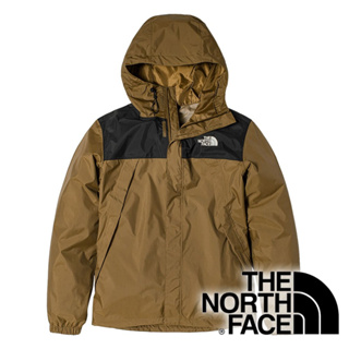 【THE NORTH FACE 美國】男防水單件式連帽外套『黑/布朗棕』NF0A7QOH