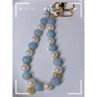 包掛飾品 鑰匙扣 裝飾品 海藍玉隨 貝珠 10mm 禮物 可愛 時尚