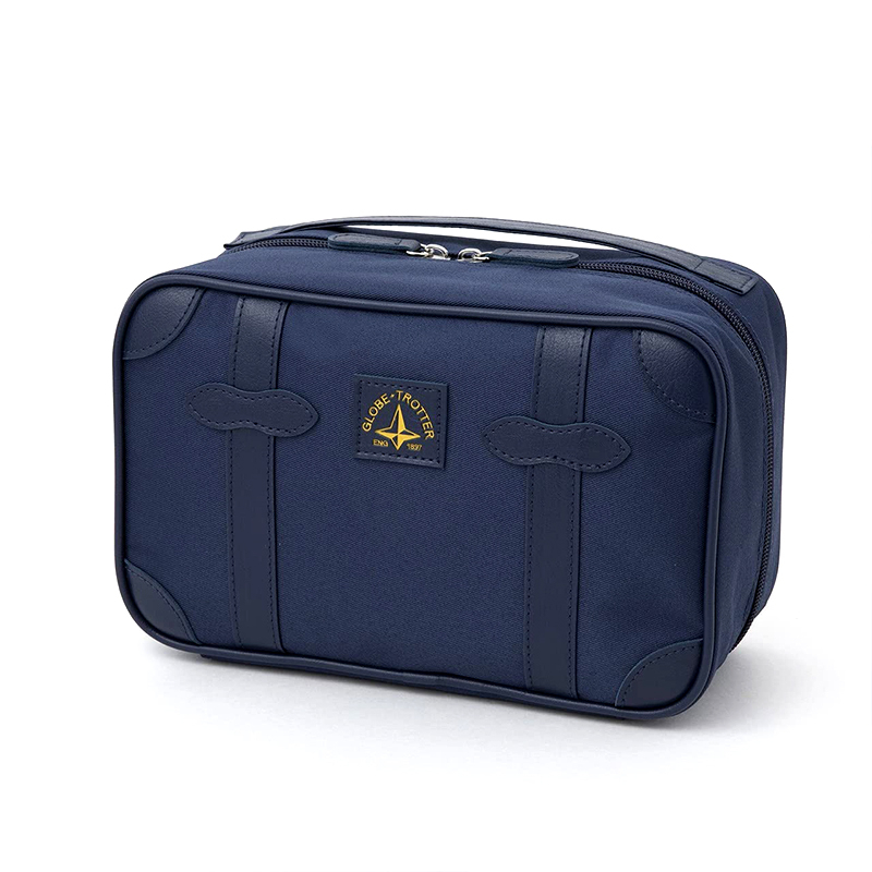 wbar☆日本GLOBE TROTTER藍色經典行李箱造型收納包 盥洗包 化妝包 旅行包 手提式收納包