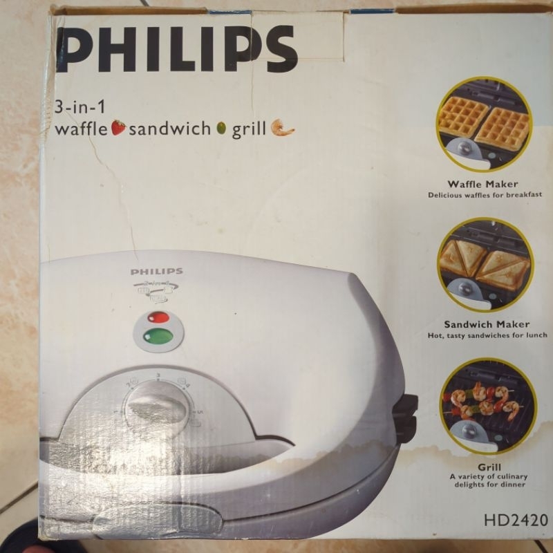 PHILIPS 華夫鬆餅機 熱壓吐司機炙烤機三合一 HD2420