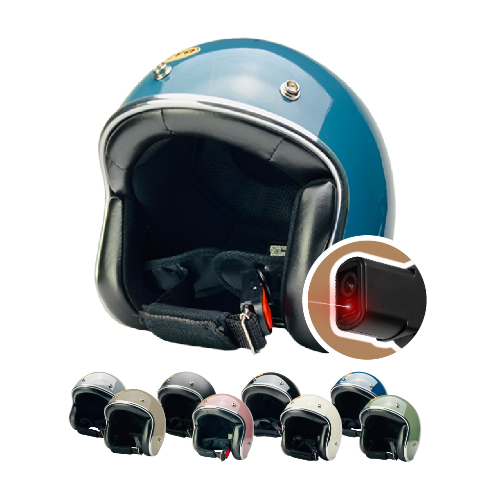 【 iMiniDV X4C 行車記錄器 EVO 精裝 銀邊 復古 騎士帽 】素色 安全帽 內建式 行車記錄器 機車配件