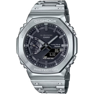 ∣聊聊可議∣CASIO 卡西歐 G-SHOCK 八角 全金屬版 太陽能藍芽雙顯手錶-銀 GM-B2100D-1A 學生錶