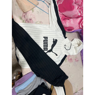 PUMA PINSTRIPE 瘦子款 條紋長袖 連帽 帽T M
