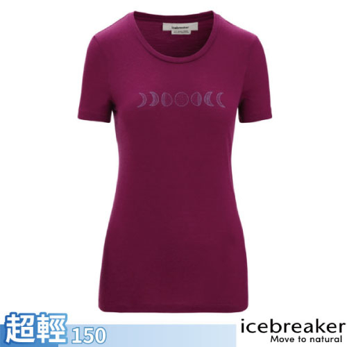 【紐西蘭 Icebreaker】女 美麗諾羊毛圓領短袖上衣 Tech Lite II.T恤_桃紫_IB0A56NO