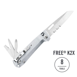 LEATHERMAN 美國 FREE K2X 多功能工具折刀(半齒刃/銀色握柄) LE 832654 綠野山房