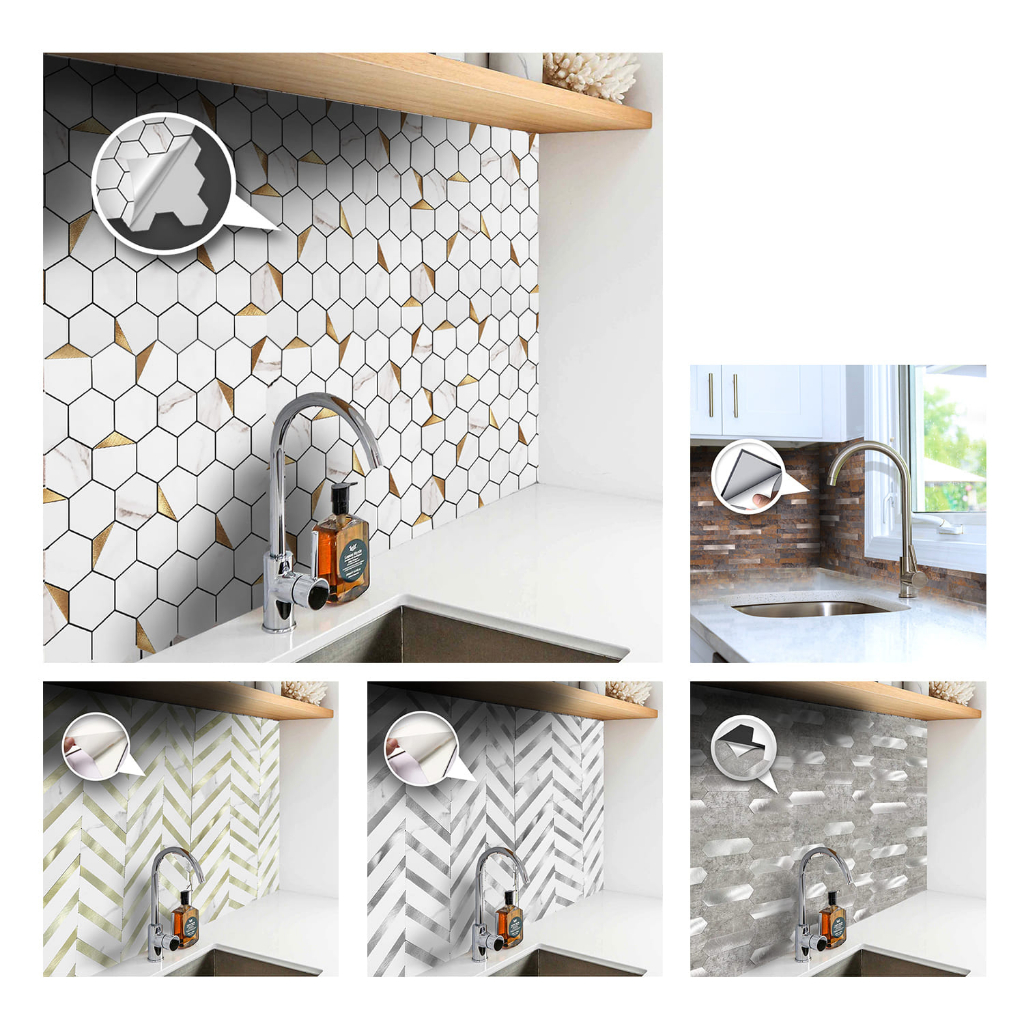 Acepunch 大理石石紋貼紙 鋁質磁磚膠 無需膠水 DIY防水油污廚房浴室牆面設計 AP1348 - AP1352