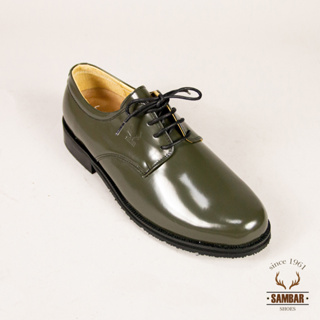 【Sambar 水鹿】126 素面光感德比鞋 台灣製 手工真皮鞋 高平光澤牛皮 墨綠色25.0~28.0cm F楦