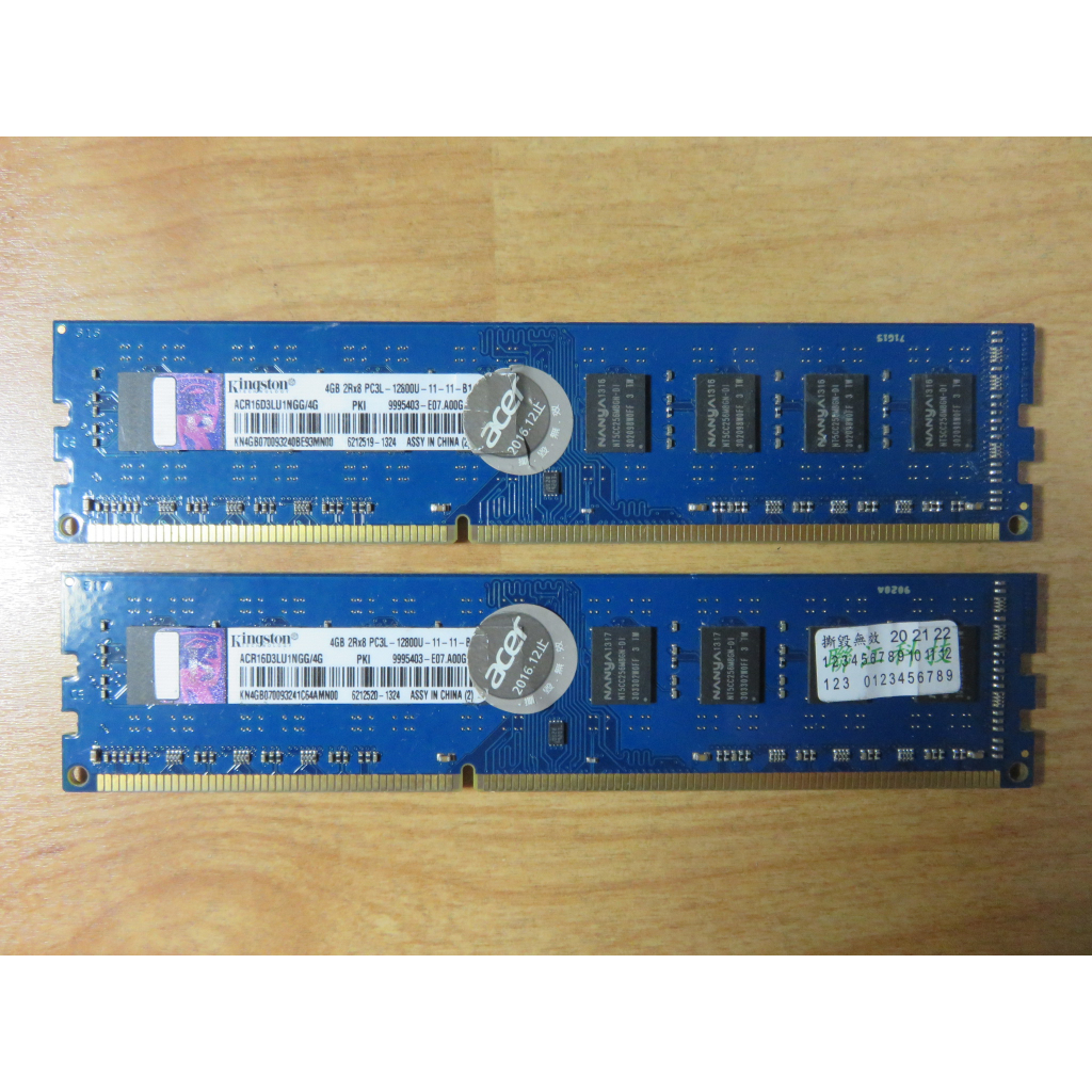 D.桌上型電腦記憶體-Kingston 金士頓 DDR3-1600雙通道 4G*2共8GB不分售 直購價150