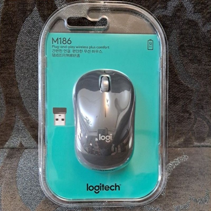 全新logitech無線滑鼠M186