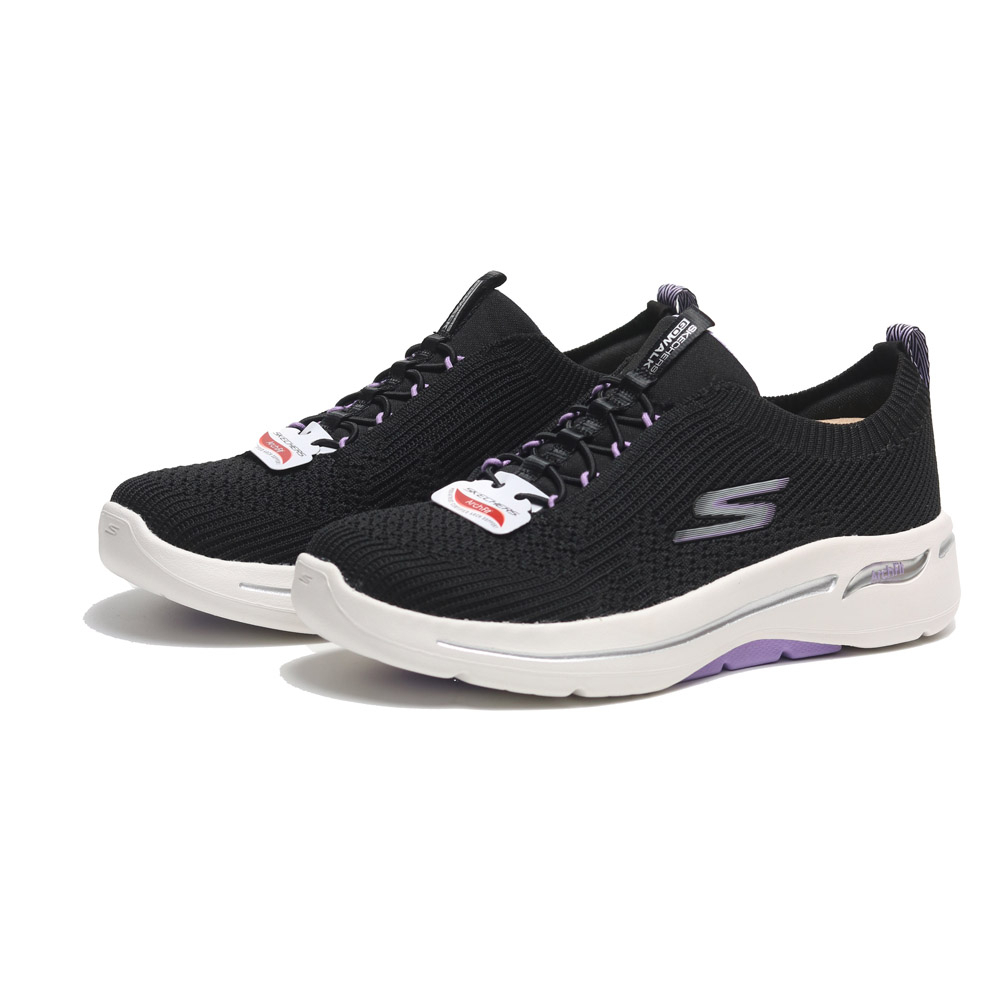 SKECHERS 健走鞋 GO WALK ARCH FIT 黑 襪套 銀紫 女 124882BKLV