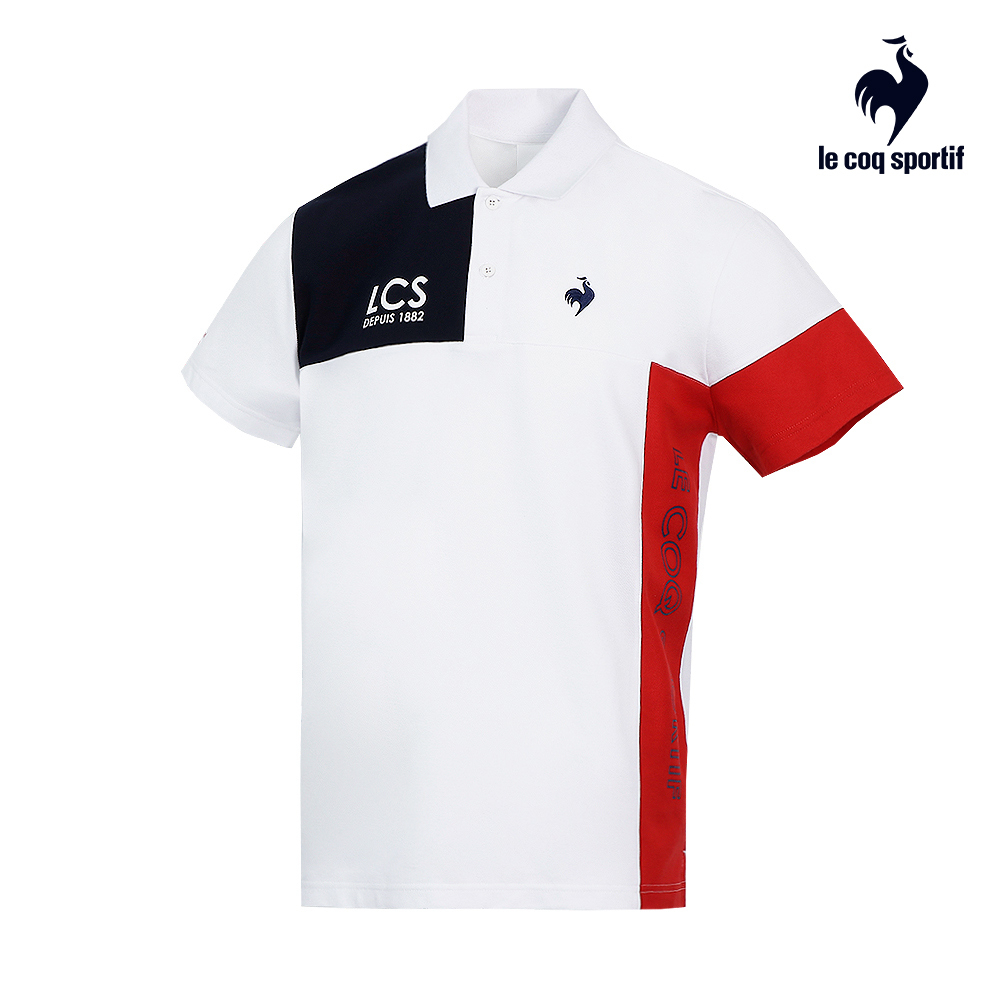 【LE COQ SPORTIF 法國公雞】吸排法式經典短袖POLO衫-男款-經典紅藍白色-LWR21241