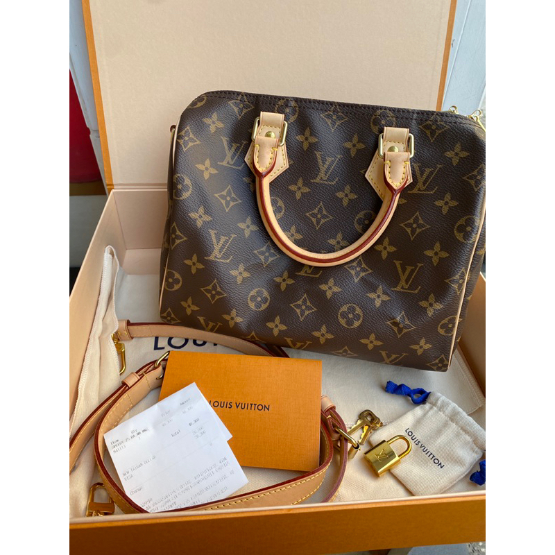 近新品LOUIS VUITTON M41113 LV 老花紋Speedy25cm 新款波士頓包