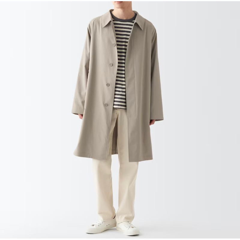 日本 MUJI 無印良品 男撥水加工聚酯纖維折領大衣 三色 XS-XXL