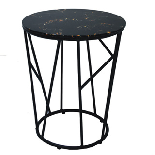 【 IS空間美學】大理石紋黑玻璃圓桌(小) (2023B-317-8) 茶几/餐桌/桌子/邊桌