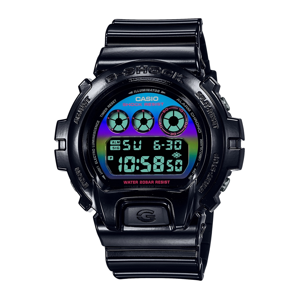 CASIO卡西歐 G-SHOCK 電競美學 虛擬虹光 獨特三眼 數位系列 DW-6900RGB-1_50mm