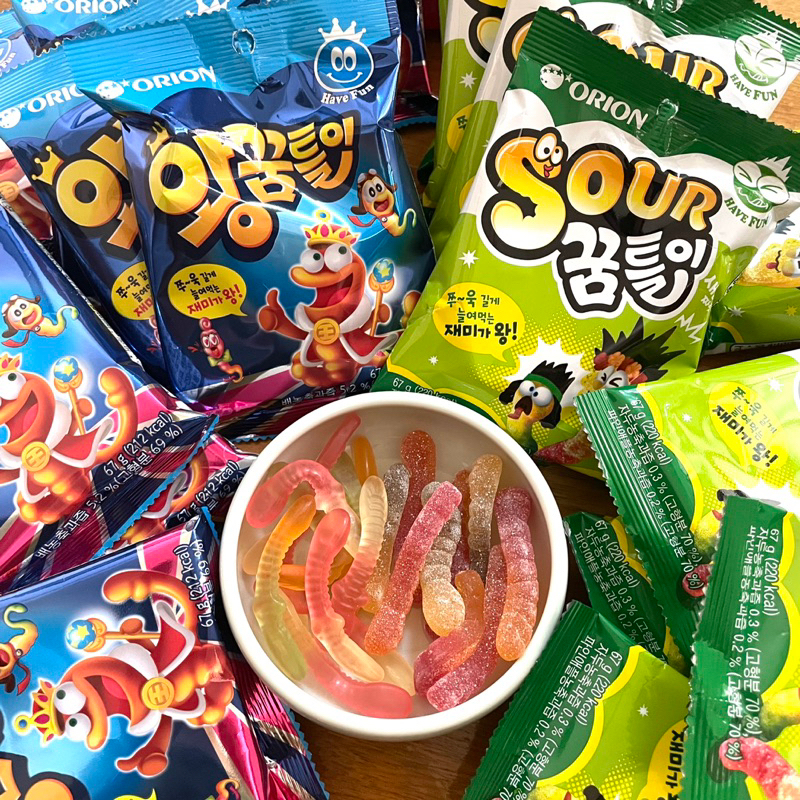 韓國代購🇰🇷⭐️好麗友 ORION 毛毛蟲造型軟糖 水果軟糖 毛毛蟲水果酸軟糖⭐️