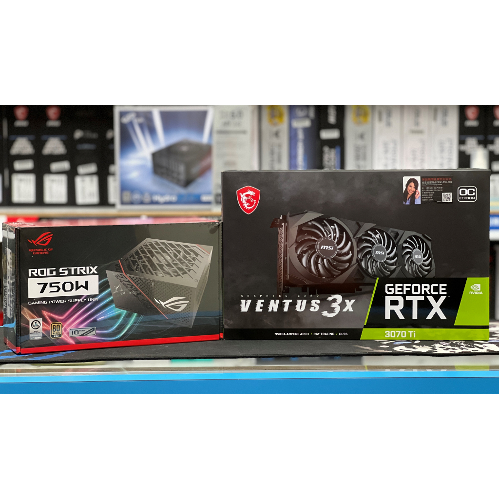 [免運/可刷卡分期]微星RTX 3070TI VENTUS 3X+ASUS ROG STRIX 750金牌