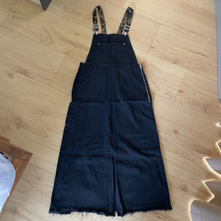 MOMA black denim overall dress 黑色迷彩側拉鍊吊帶牛仔洋裝