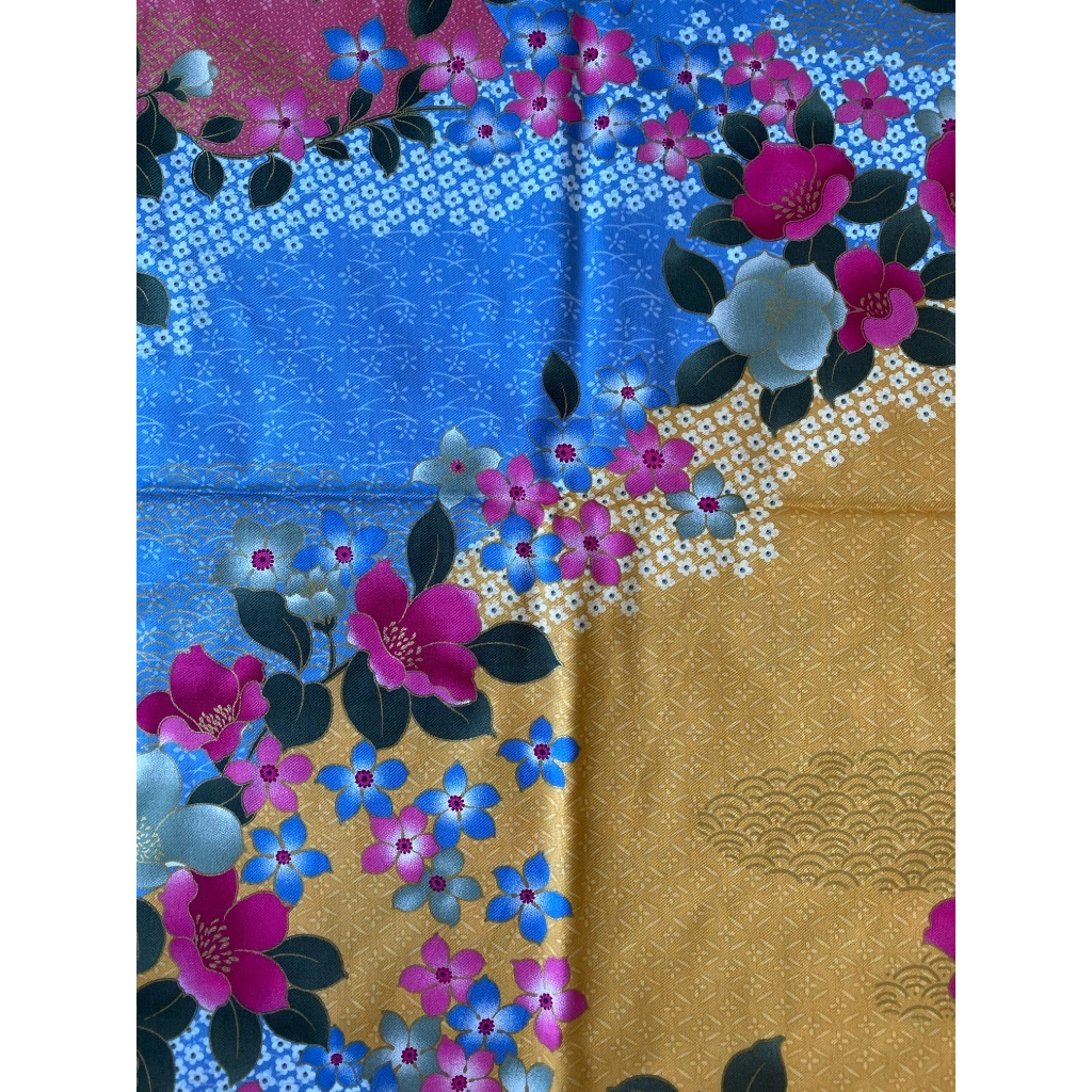 藍色日式花紋印花布 拼布材料 C17