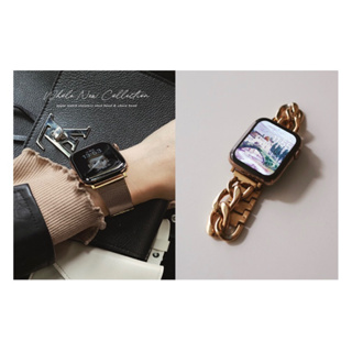Apple Watch錶帶LOVED 珊瑚金不鏽鋼米蘭針扣式錶帶
