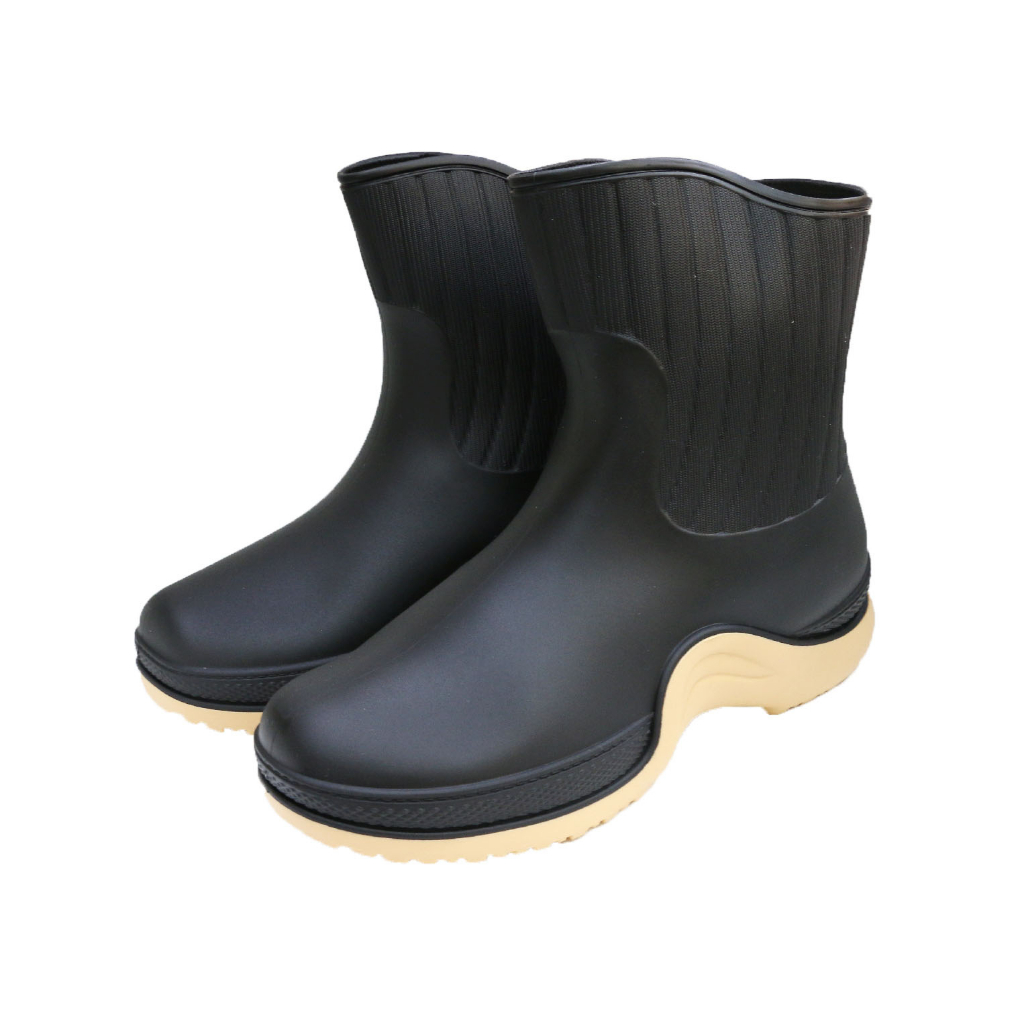 SK 鞋子大王｜女款 日韓時尚雨靴 顯瘦修飾雨靴 質感雨鞋 造型雨靴 塑膠雨靴 雨鞋-黑色