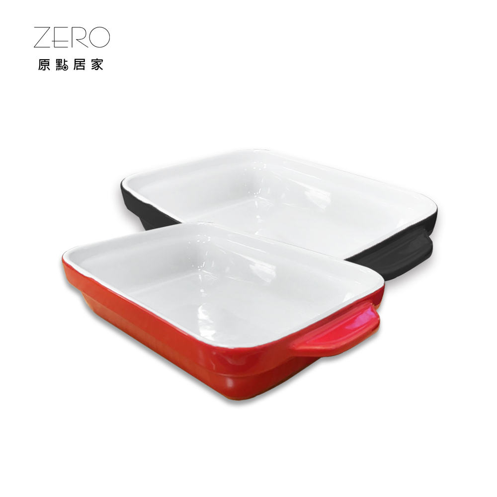 ZERO原點居家 長方烤盤 義大利麵 焗烤飯 耐高溫 烤箱專用 烘焙盤 黑色／紅色任選