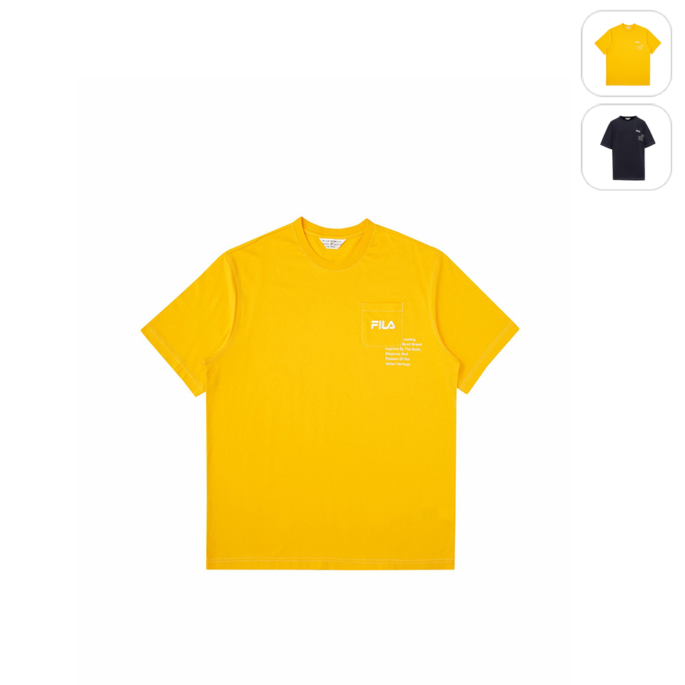 【FILA】中性 短袖圓領T恤-黃色 1TEW-1455-YE