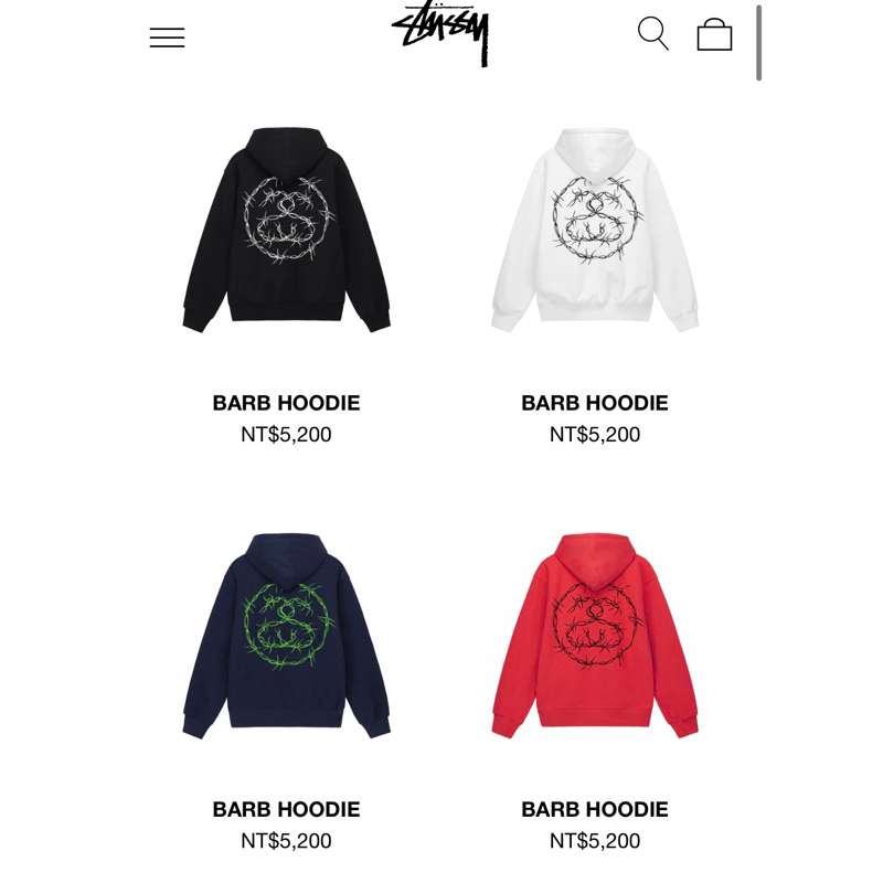 美國代購23 STUSSY BARB HOODIE 連帽 帽T 長袖 滑板 潮流 鐵絲