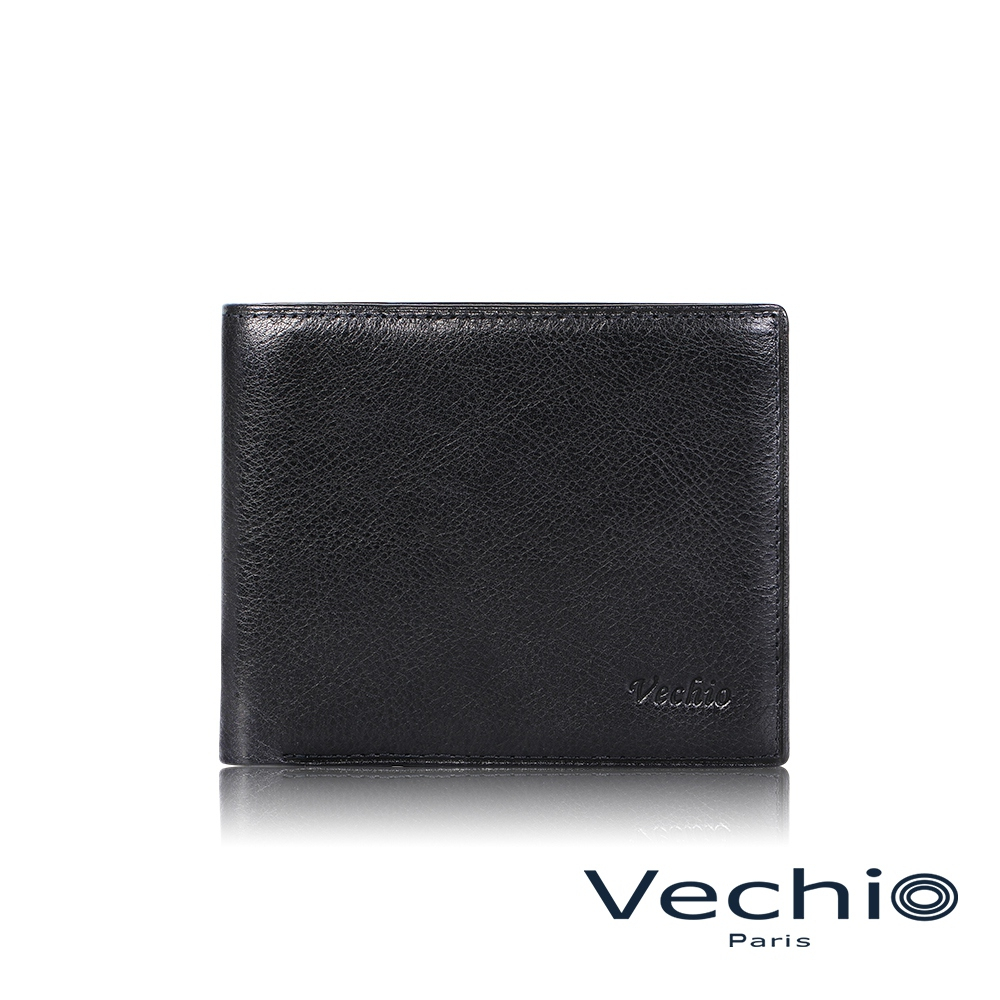 【VECHIO 維奇歐】台灣總代理 堅毅號 4卡零錢袋皮夾-黑色/VE048W007BK