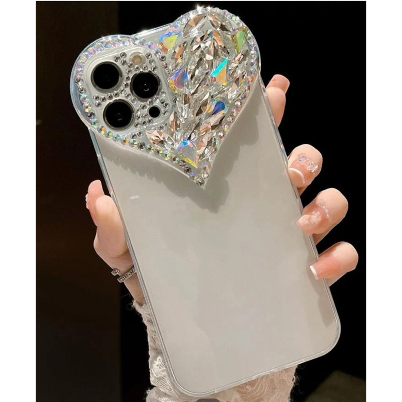水鑽裝飾愛心設計透明手機殼 I phone 11 pro max
