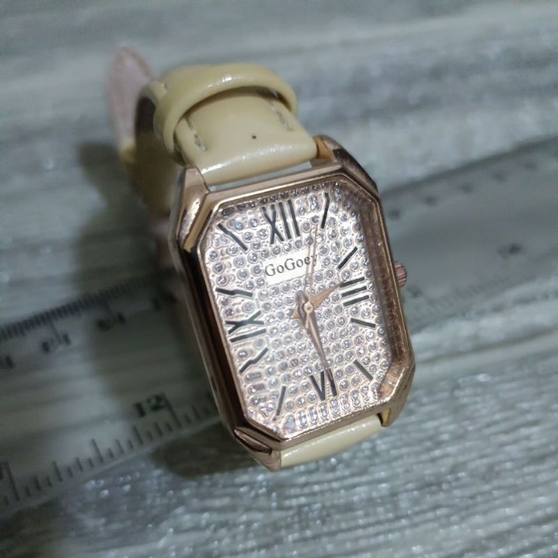 全新 現貨 庫存 出清 GoGoey 新款 方形 鑲鑽 韓風 石英 羅馬 女錶 韓版 時尚 潮流 氣質 錶 皮革 石英錶