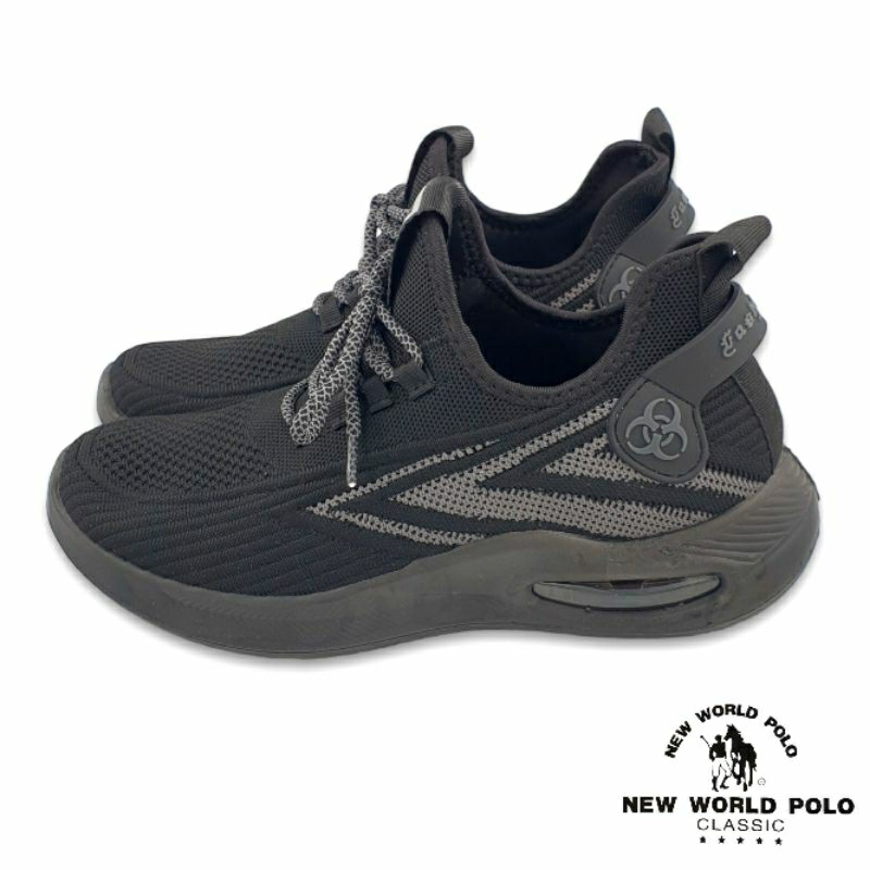 【MEI LAN】NEW WORLD POLO (男) 潮流 輕量 飛織 氣墊 運動鞋 透氣 緩震 6037 黑另有灰色