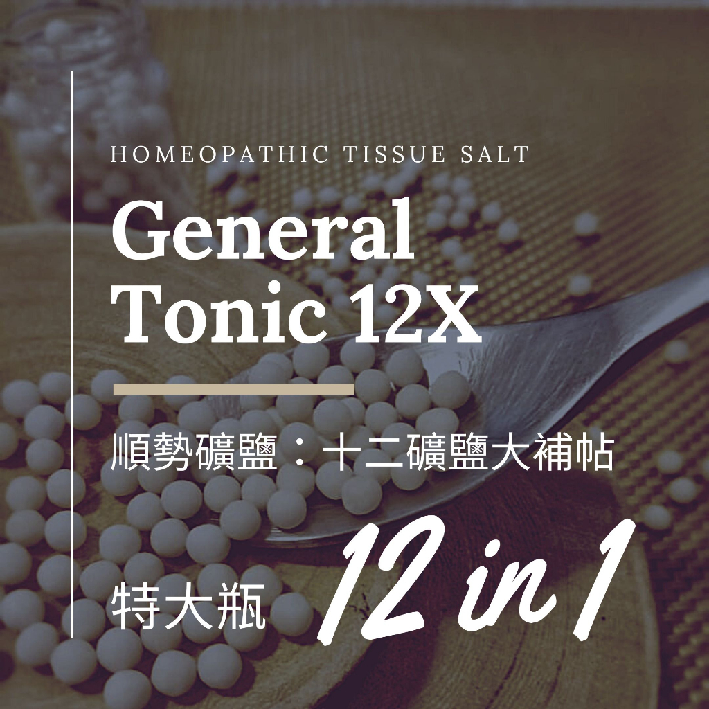 順勢複方礦鹽 General Tonic【12礦鹽大補帖】 Tissue Salt 組織鹽 40克 順勢糖球 食在自在