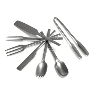 【比利時SERAX】MERCI 餐具(湯匙/水果叉/抹刀/餐刀/餐叉)-金屬銀/碳黑