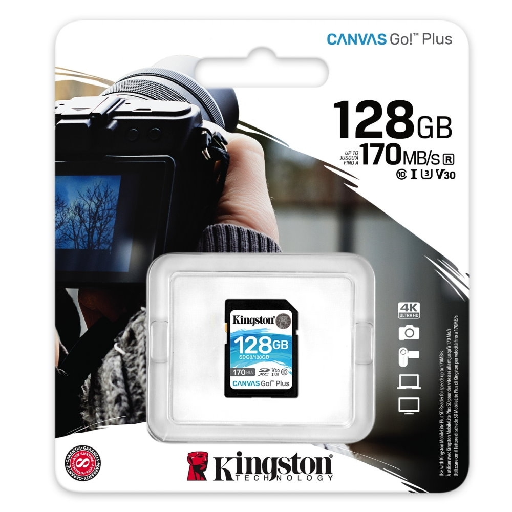 Kingston 金士頓 128GB 讀170MB/s U3 V30 相機記憶卡 高速記憶卡 SDG3/128GB