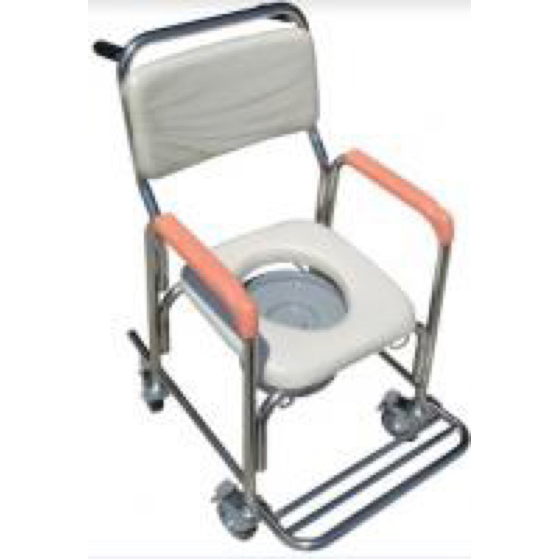 富士康 不鏽鋼便椅 FZK-3802 附輪 軟背 軟墊 便盆椅 洗澡椅 沐浴椅 不鏽鋼 不銹鋼