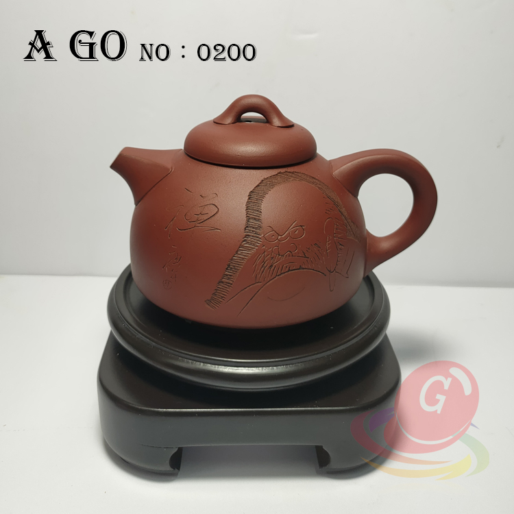 [A go]原礦朱泥紫砂壺 實用茶壺 未使用 容量300CC NO：0200